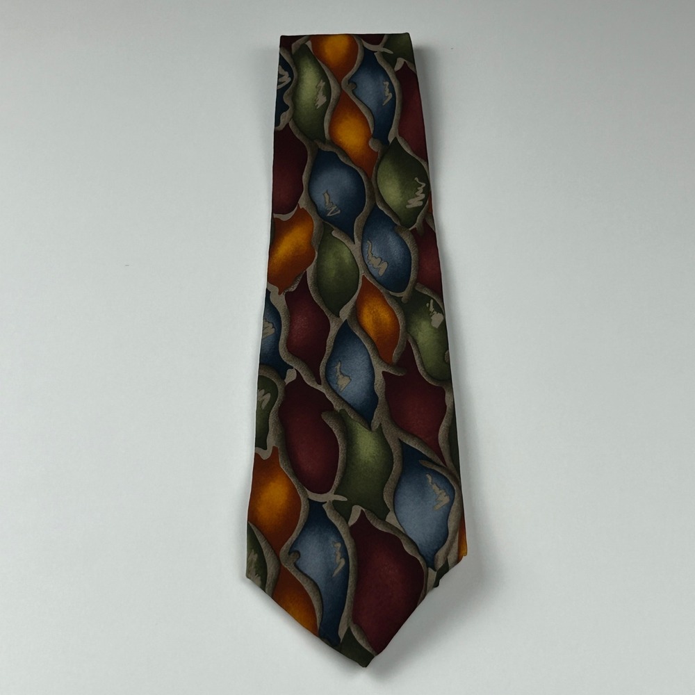 Vintage 2005 J. Garcia Multicolor Abstract 100% Silk Tie Mexico